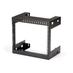 StarTech.com 8U 19" Wall Mount Network Rack - 12" Deep 2 Post Open Frame Server Room Rack for Data/AV/IT/Computer Equipment/Patch Panel with Cage Nuts & Screws 135lb Capacity, Black [RK812WALLO] 