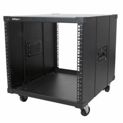 StarTech.com 4-Post 9U Mobile Open Frame Server Rack, Four Post Network Rack with Wheels, 19" Rolling Rack for Home/Office Narrow Floor Spaces, Small Data Rack for Computer/AV/IT Equipment - TAA Compliant 