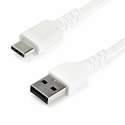 StarTech.com 1m USB A to USB C Charging Cable - Durable Fast Charge & Sync USB 2.0 to USB Type C Data Cord - Rugged TPE Jacket Aramid Fiber M/M 3A White - Samsung S10, iPad Pro, Pixel 