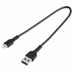 StarTech.com 12inch [30cm] Durable Black USB-A to Lightning Cable - Heavy Duty Rugged Aramid Fiber USB Type A to Lightning Charger/Sync Power Cord - Apple MFi Certified iPad/iPhone 12 