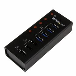 StarTech.com 4 Port USB 3.0 Hub [5Gbps] plus 3 Dedicated USB Charging Ports [2 x 1A & 1 x 2A] - Wall Mountable Metal Enclosure 