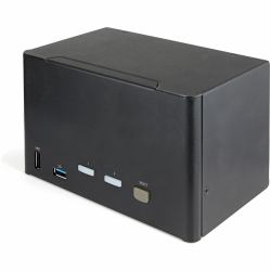 StarTech.com 2 Port Quad Monitor DisplayPort KVM Switch - 4K 60Hz UHD HDR - Desktop 4K DP 1.2 KVM with 2 Port USB 3.0 Hub [5Gbps] & 4x USB 2.0 HID Ports, Audio - Hotkey Switching - TAA 