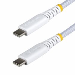 StarTech.com 3m [10ft] White USB-C Charging Cable, 60W [3A] PD, Dual-Layer Braided Nylon/TPE Jacket, Rugged USB C Charging Cord, USB 2.0 Laptop Charger Cable 