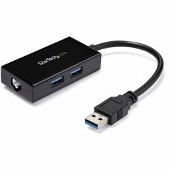 StarTech.com USB to Ethernet Adapter, USB 3.0 to 10/100/1000 Gigabit Ethernet LAN Converter for Laptops, 11.8in/30cm Attached Cable, USB to RJ45 Adapter, NIC Adapter, USB Network Adapter 