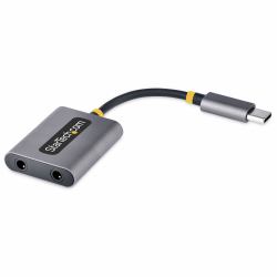StarTech.com USB-C Headphone Splitter, USB Type C Dual Headset Adapter w/Mic Input, USB C to 3.5mm Audio Adapter/Earphone Dongle, USB C to Audio Jack/Aux Output, 24-bit DAC 