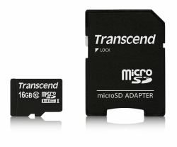 Transcend microSDXC/SDHC Class 10 16GB with Adapter 