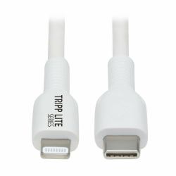 Tripp Lite M102AB-02M-WH Safe-IT USB-C to Lightning Sync/Charge Antibacterial Cable [M/M], MFi Certified, White, 2 m [6.6 ft.] 