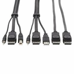 Tripp Lite Dual DisplayPort KVM Cable Kit - DP, USB, 3.5 mm Audio [3xM/3xM] + DP [M/M], 4K, 4:4:4, 6 ft. [1.83 m], Black 