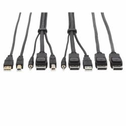 Tripp Lite DisplayPort KVM Cable Kit - DP, USB, 3.5 mm Audio [3xM/3xM] + USB [M/M] + DP [M/M], 4K, 6 ft. [1.83 m], Black 
