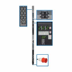 Tripp Lite PDU3XMV6G32 3-Phase Local Metered PDU, 23kW, 42 208-240V outlets [36 C13, 6 C19], IEC309 32A Red [3P+N+E] 360-415V Input, 0u vertical, TAA 