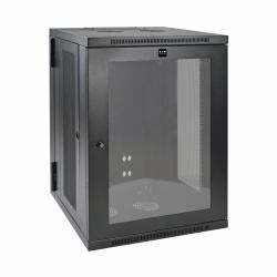Tripp Lite SRW18USG SmartRack 18U Low-Profile Switch-Depth Wall-Mount Half-Height Rack Enclosure, Clear Acrylic Window, Hinged Back 