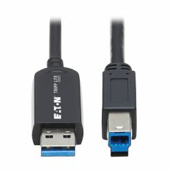 Tripp Lite U328F-15M USB 3.2 Gen 1 Plenum-Rated Fiber Active Optical Cable [AOC] - 5 Gbps, [A to B M/M], Black, 15 m 