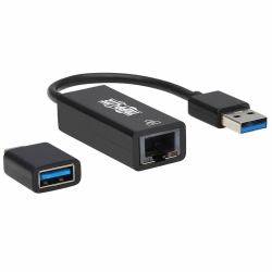 Tripp Lite U336-000-GB-CA USB-C, USB-A to RJ45 Gigabit Ethernet Network Adapter [2xM/F], USB 3.2 Gen 1, Black 