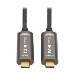 Tripp Lite U420F-15M-V USB-C to USB-C Plenum-Rated Fiber Active Optical Cable [AOC] - 4K 60 Hz, HDR, 4:4:4, M/M, Black, 15 m [49 ft.] 
