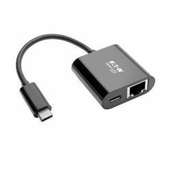 Tripp Lite U436-06N-GB-C USB-C to Gigabit Network Adapter with USB-C PD Charging - Thunderbolt 3, Black 