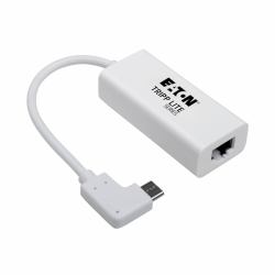 Tripp Lite U436-06N-GBW-RA USB-C to Gigabit Network Adapter with Right Angle USB-C, Thunderbolt 3 Compatibility - White 