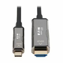 Tripp Lite U444F3-20M-H4K6 High-Speed USB-C to HDMI Fiber Active Optical Cable [AOC] - UHD 4K 60 Hz, HDR, CL3 Rated, Black, 20 m [65 ft.] 