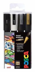 Uni-Ball POSCA PC-5M Black, Gold, Silver, White 4 pc[s] 
