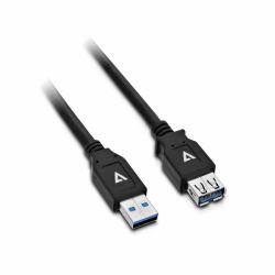 V7 Black USB Extension Cable USB 3.0 A Female to USB 3.0 A Male 2m 6.6ft 