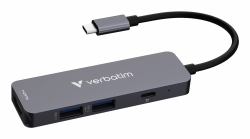 Verbatim USB-C Essentials Multiport Hub 4 ports: HDMI, USB-C PD, USB-A 3.2 Gen 1, USB-A 