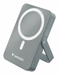 Verbatim Charge 'n' Go Magnetic Wireless Power Bank with stand - 10000 mAh Grey 