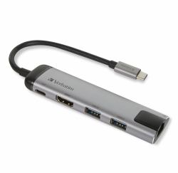 Verbatim 49141 laptop dock/port replicator USB 3.2 Gen 1 [3.1 Gen 1] Type-C Black, Silver 