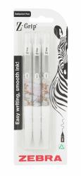 Zebra Z-GRIP Smooth Glam Black Ink Ballpoint Pens White Marble Pack of 3 - WHILE STOCK LASTS