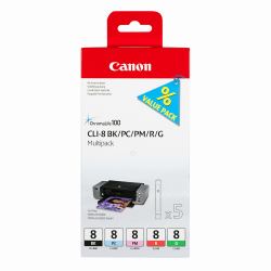 Canon CLI-8 BK/PC/PM/R/G 5 Ink Cartridge Multipack (CLI-8 BK PC PM R G MULTI PK)