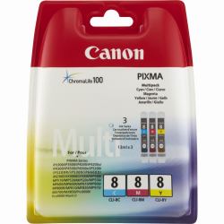 Canon CLI-8 C/M/Y Colour Ink Cartridge Multipack (CANON CLI-8 C/M/Y MULTI PACK IP3300 IP3500 IP4200 IP4200X)