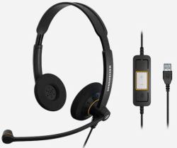 Sennheiser SC60 USB Lync Bin Headset - SC 60 USB ML, Headset, - Head-band, Office/Call center, Bl...
