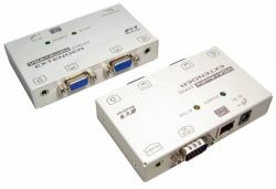 Cables Direct KVM-VGAXTAD prolongateur réseau Émetteur et récepteur réseau Blanc 