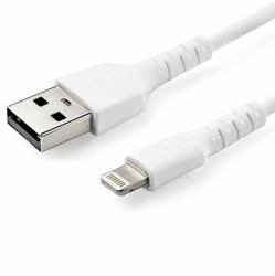 StarTech.com 3 foot [1m] Durable White USB-A to Lightning Cable - Heavy Duty Rugged Aramid Fiber ...