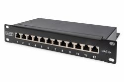 Digitus CAT 6A Patch Panel, shielded, 12-Port, 1HE, 10", black 
