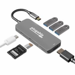 Plugable Technologies USB-C Hub 7-in-1, Driverless USB C Hub Compatible with Mac, Windows, Chrome...