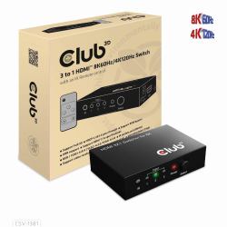 CLUB3D 3 to 1 HDMI™ 8K60Hz/4K120Hz Switch 