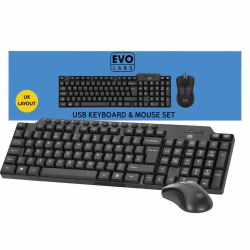evo labs CM-501UK Wired Multimedia and Mouse Combo Set, USB Plug and Play, Full Size Qwerty UK La...