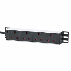Intellinet 10" 1U PDU 4-way UK, With Indicator, Rackmount, Power Distribution Unit, UK 3-pin outl...
