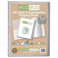 eco eco A4 50% Recycled Clear 100 Pocket Presentation Display Book