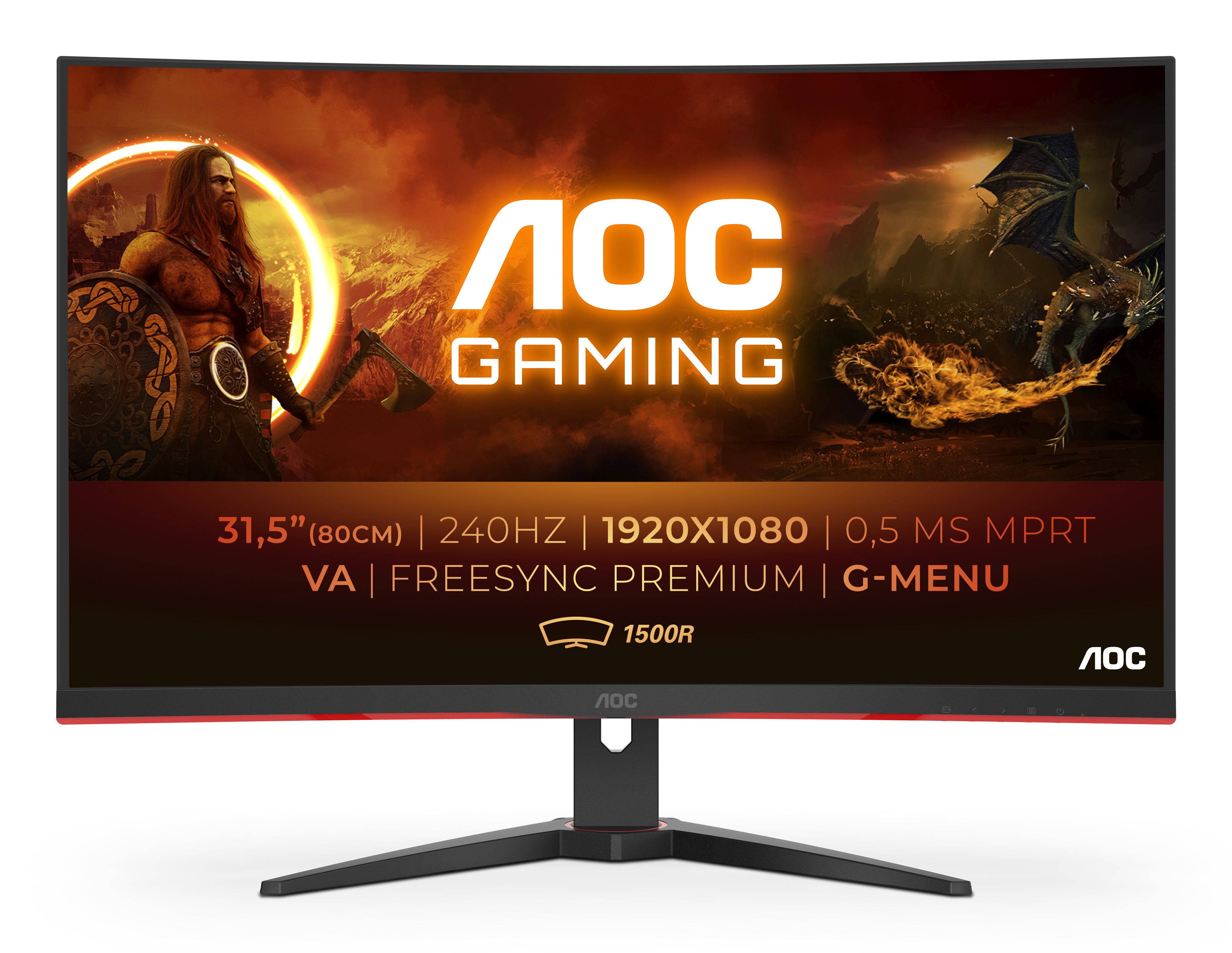 AOC G2 C32G2ZE/BK computer monitor 80 cm [31.5] 1920 x 1080 pixels Full HD LED Black, Red (AOC 31.5 VA MON CURVED C32G2ZE/BK)