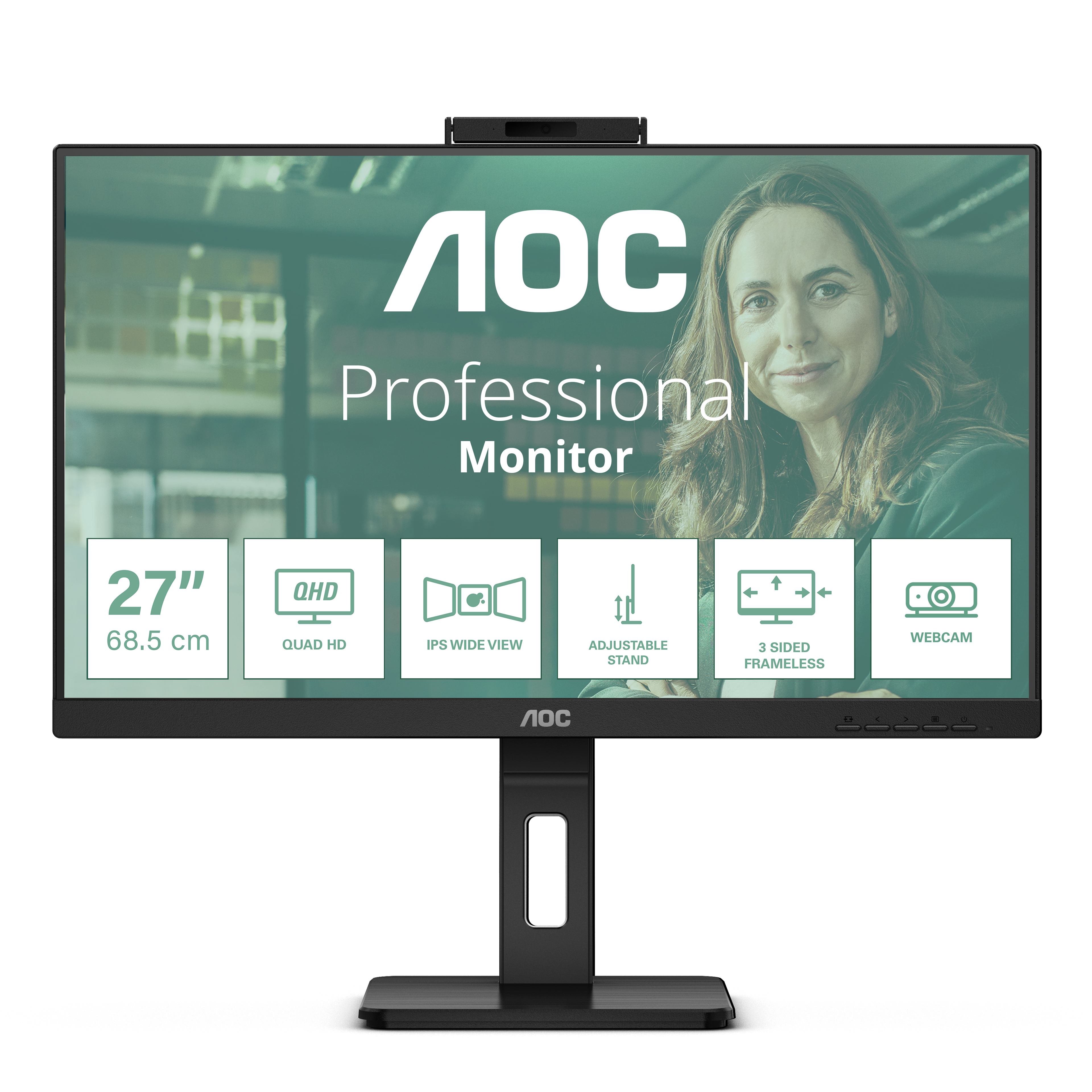 AOC Q27P3QW computer monitor 68.6 cm [27] 2560 x 1440 pixels Quad HD Black (Q27P3QW 27IN LCD 2560X1440 16:9 - 4MS MONITOR WITH POP-UP 2.0 MEGA)
