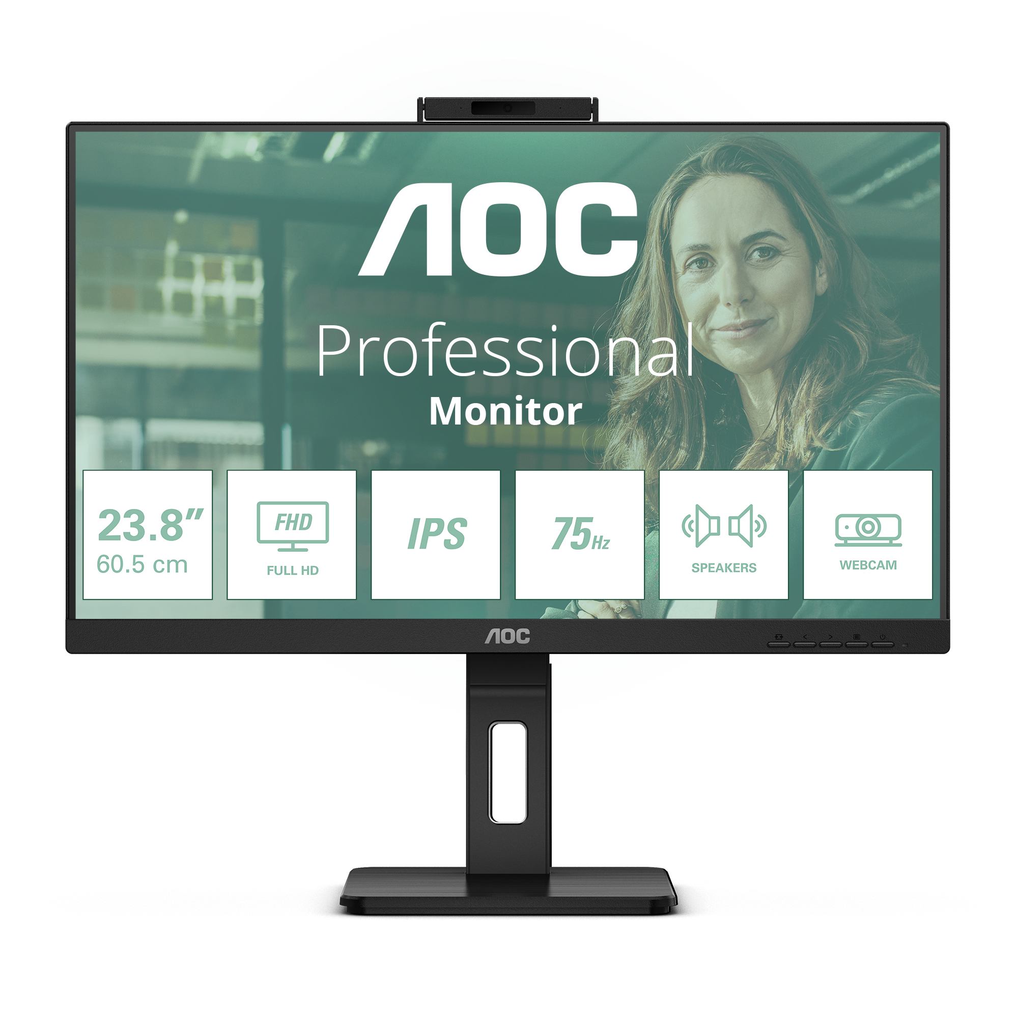 AOC 24P3QW computer monitor 60.5 cm [23.8] 1920 x 1080 pixels Full HD Black (AOC Pro-line 24P3QW - P3 Series - LED monitor - 24 [23.8 viewable] - 1920 x 1080 Full HD [1080p] @ 75 Hz - IPS - 300 cd/m² - 1000:1 - 4 ms - 2xHDMI, DisplayPort - speakers - black)