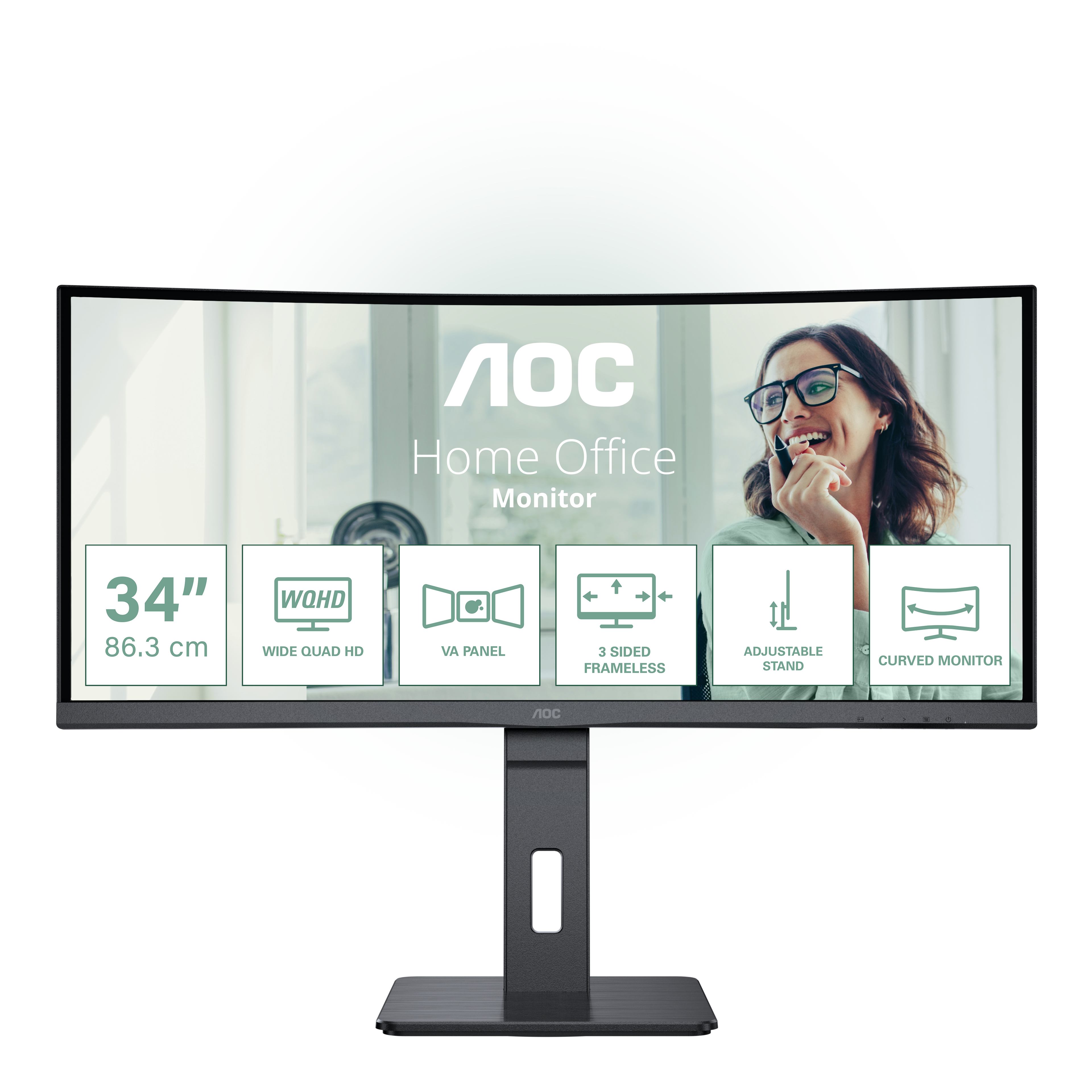 AOC CU34P3CV computer monitor 86.4 cm [34] 3440 x 1440 pixels UltraWide Quad HD LED Black (AOC Pro-line CU34P3CV skærm - WLED - 3)