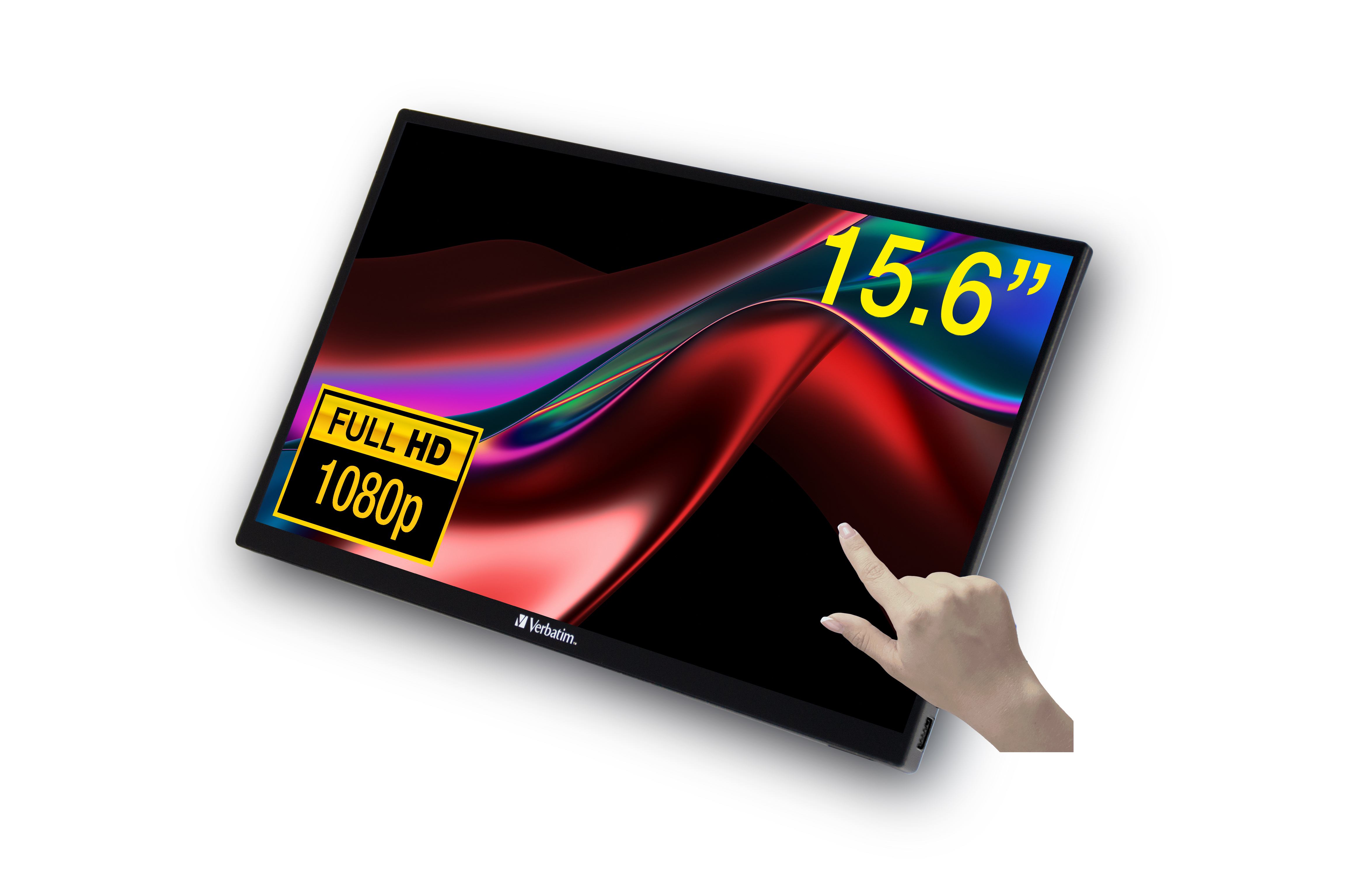 Verbatim 49592 computer monitor 39.6 cm [15.6] 1920 x 1080 pixels Full HD LCD Touchscreen Black (Verbatim PMT-15 Portable TS Monitor 15.6)