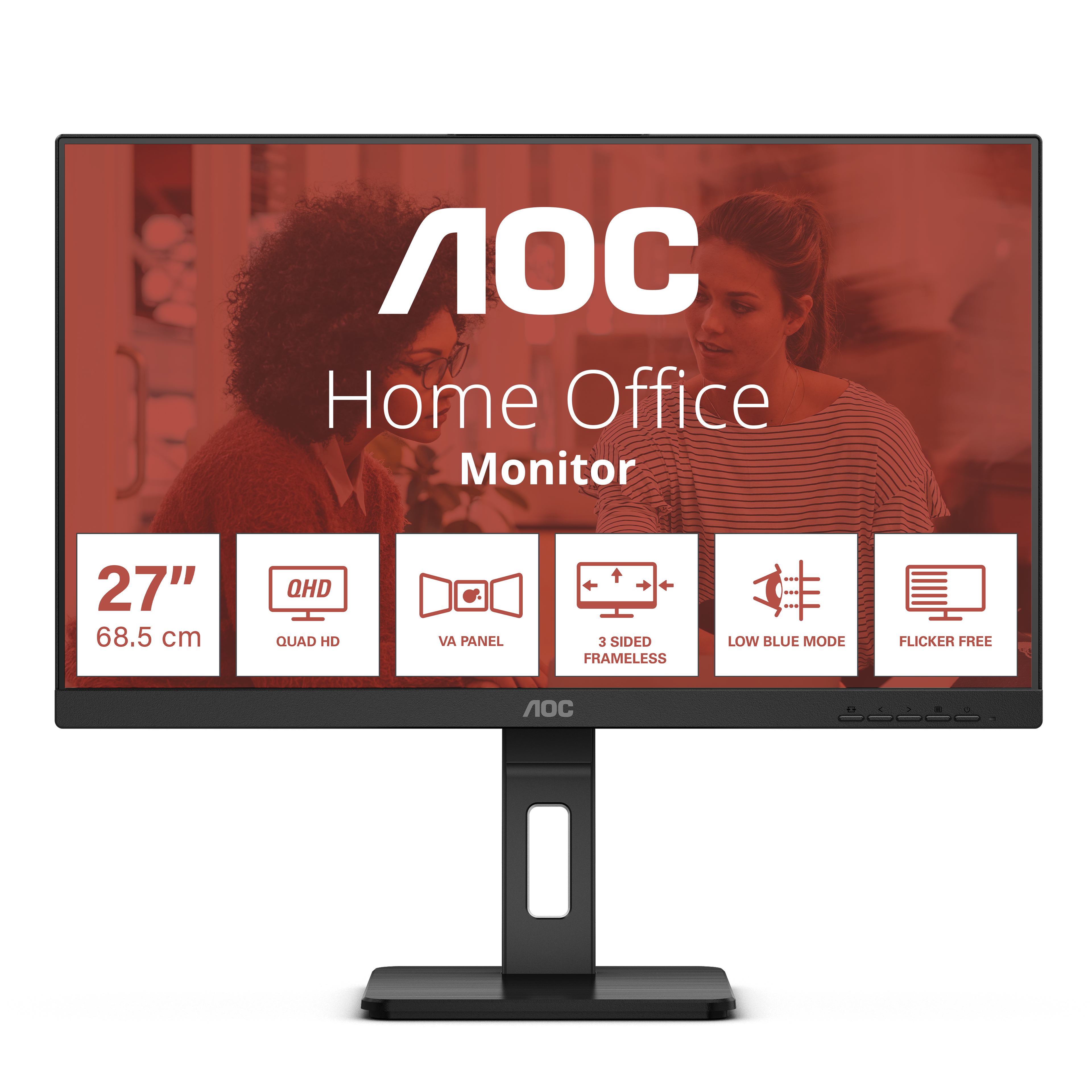 AOC Q27E3UMF computer monitor 68.6 cm [27] 2560 x 1440 pixels Quad HD Black (Computer Monitor 68.6 Cm - [27] 2560 X 1440 Pixels Quad - Hd Black - Warranty: 12M)