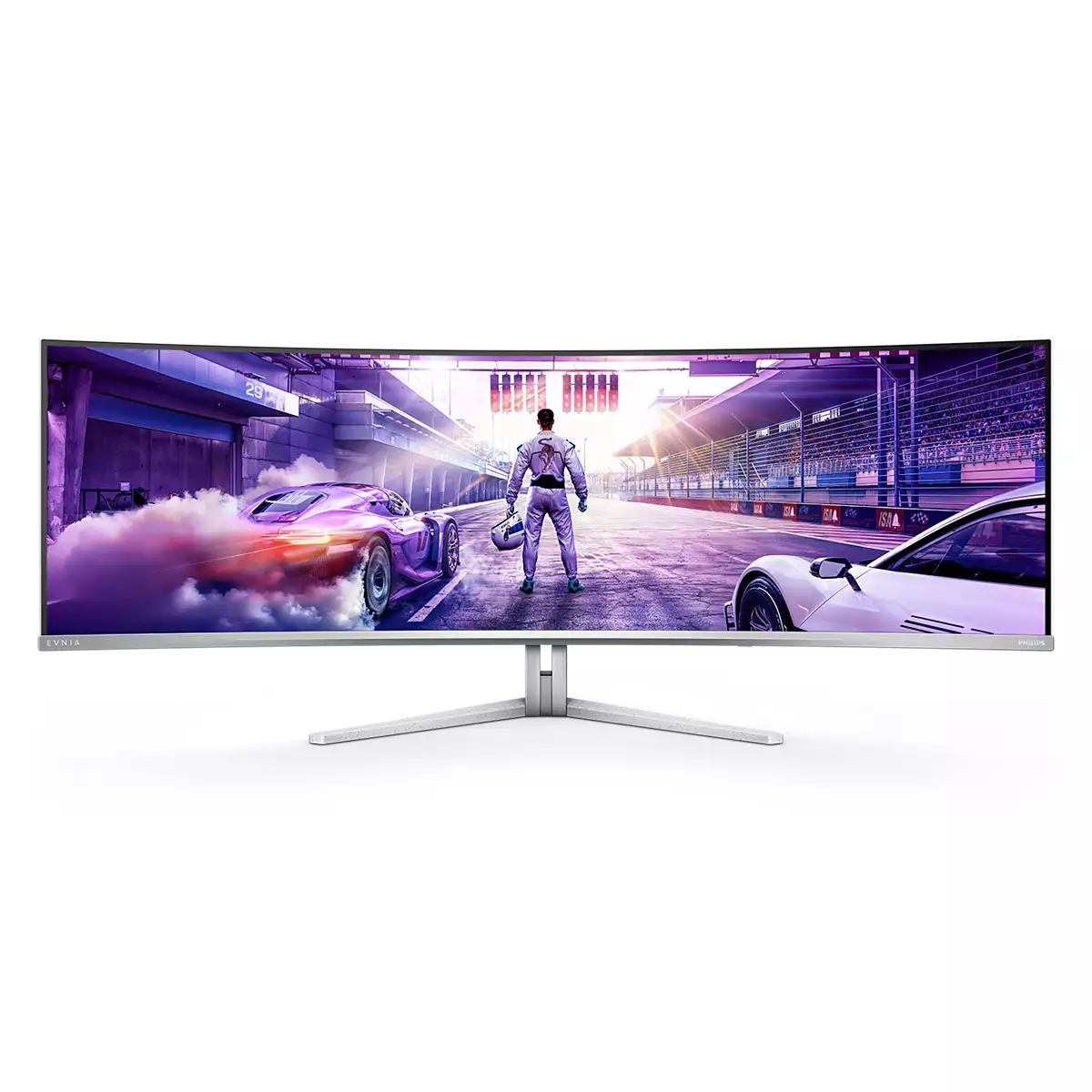 Philips Evnia 8000 49M2C8900/00 computer monitor 124.2 cm [48.9] 5120 x 1440 pixels Dual QHD QD-OLED White (Philips Evnia 8000 49M2C8900 - OLED monitor - gaming - curved - 49 [48.9 viewable] - 5120 x 1440 Dual Quad HD @ 240 Hz - 1000 cd/m² - 15000000:1 - DisplayHDR 400 True Black - 0.03 ms - 2xHDMI, DisplayPort, USB-C - speakers - textured white)