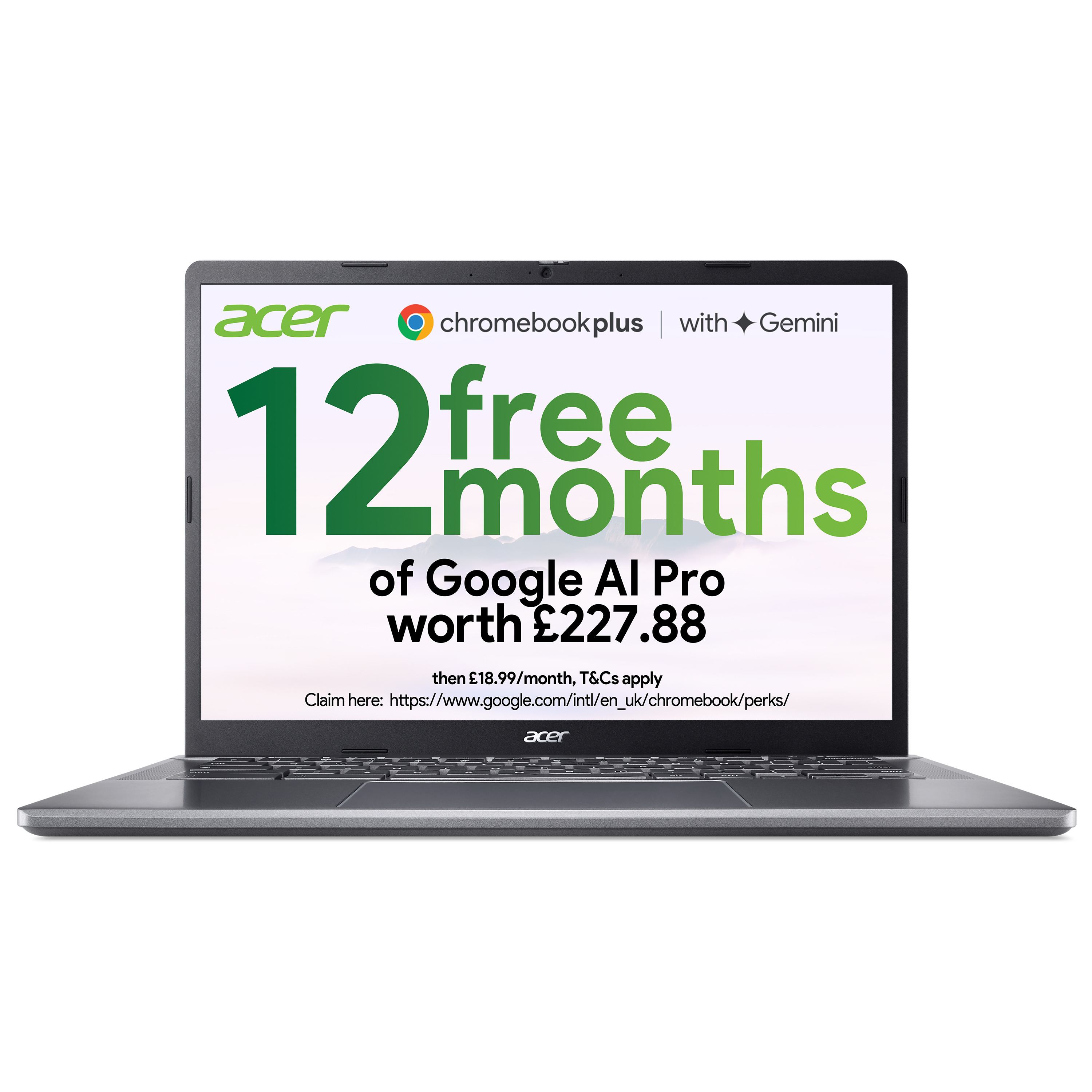 Acer Chromebook Plus 514 CB514-3H - AMD Ryzen 5 7520C, 8GB, 256GB SSD, 14 WUXGA, Google Chrome OS, Iron (CB514-3H R5 7520C 8GB 256GB IRON)
