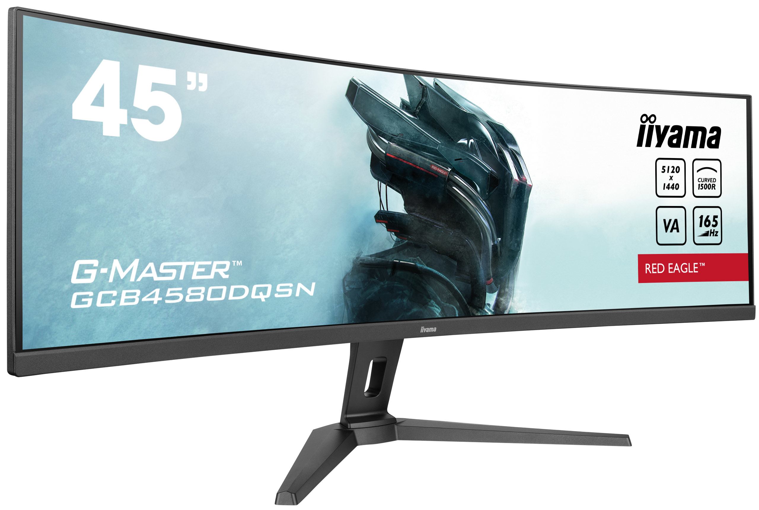 iiyama G-MASTER RED EAGLE CURVED computer monitor 113 cm [44.5] 5120 x 1440 pixels Dual QHD LED Black (iiyama G-MASTER Red Eagle GCB4580DQSN-B1 - LED monitor - gaming - curved - 44.5 - 5120 x 1440 Dual Quad HD @ 165 Hz - VA - 450 cd/m² - 3000:1 - 0.8 ms - 2xHDMI, DisplayPort, 2xUSB-C - speakers - black, matte)