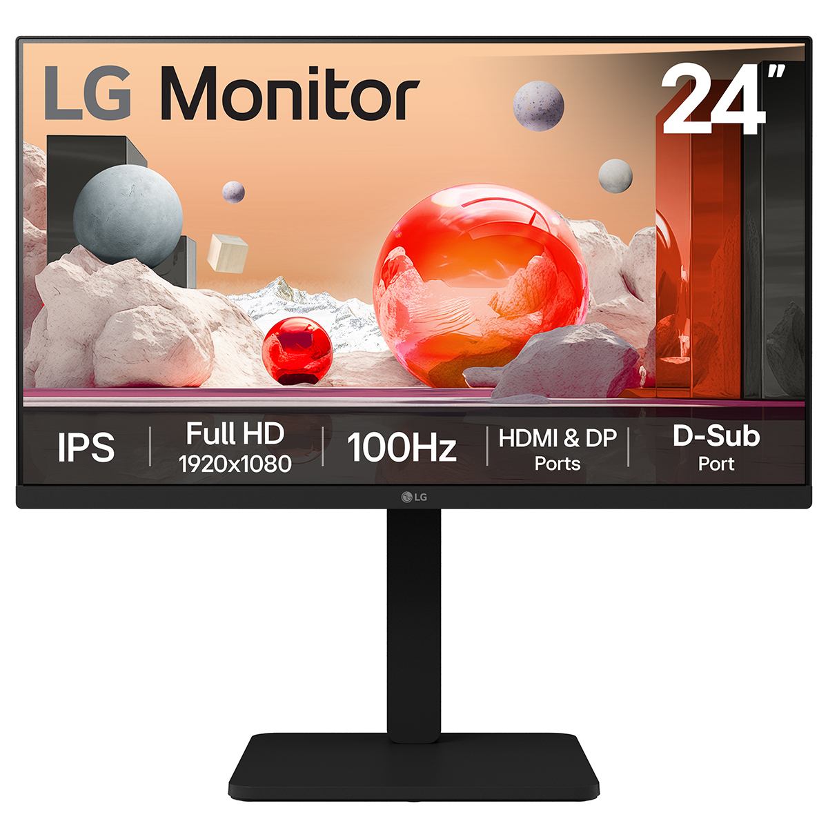 LG 24BA450-B computer monitor 60.5 cm [23.8] 1920 x 1080 pixels Full HD Black (LG 24BA450-B - LED monitor - 24 [23.8 viewable] - 1920 x 1080 Full HD [1080p] @ 100 Hz - IPS - 250 cd/m² - 1300:1 - 5 ms - HDMI, VGA, DisplayPort - speakers)