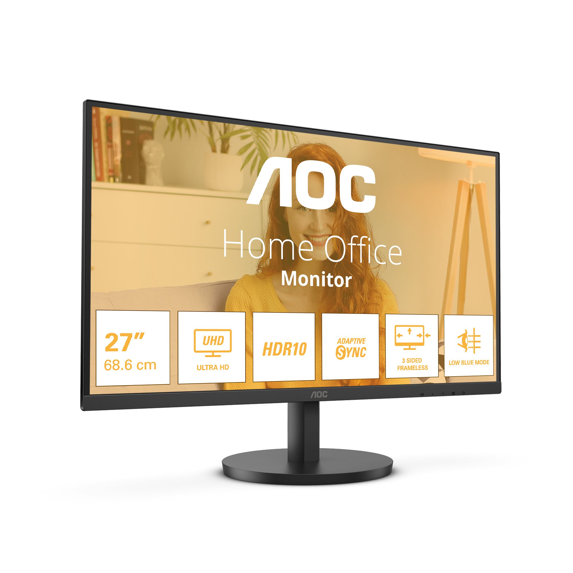 AOC B3 U27B3M computer monitor 68.6 cm [27] 3840 x 2160 pixels 4K Ultra HD LCD Black (AOC 27 VA MONITOR SPK U27B3M 4K)