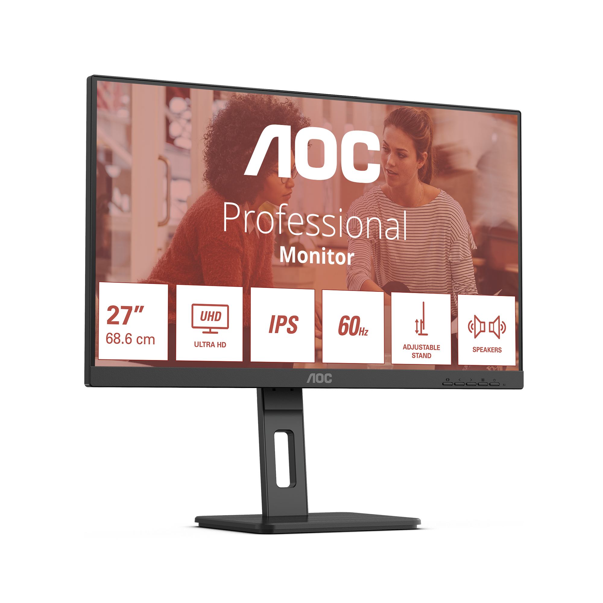 AOC E3 U27E3UF computer monitor 68.6 cm [27] 3840 x 2160 pixels 4K Ultra HD LED Black (U27E3UF B2B E ESSENTIAL-LINE - 27IN 16:9 3840X2160 1000:1 HDMI)
